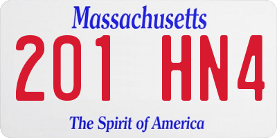 MA license plate 201HN4