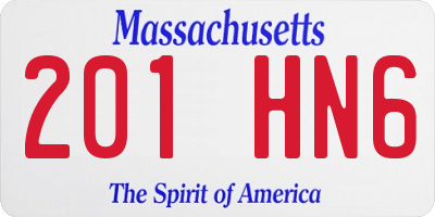 MA license plate 201HN6