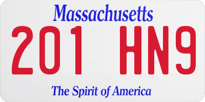 MA license plate 201HN9
