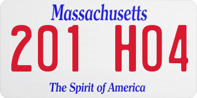 MA license plate 201HO4