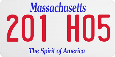 MA license plate 201HO5