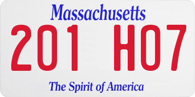MA license plate 201HO7