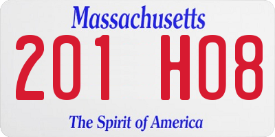 MA license plate 201HO8