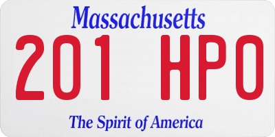 MA license plate 201HP0