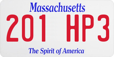 MA license plate 201HP3