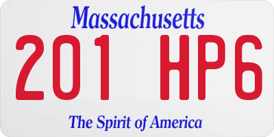 MA license plate 201HP6