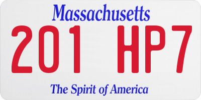 MA license plate 201HP7