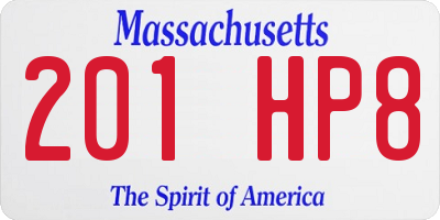 MA license plate 201HP8