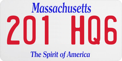 MA license plate 201HQ6