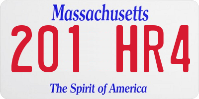 MA license plate 201HR4