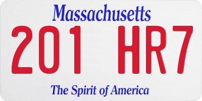 MA license plate 201HR7