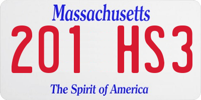 MA license plate 201HS3