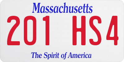 MA license plate 201HS4