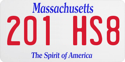 MA license plate 201HS8