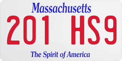 MA license plate 201HS9