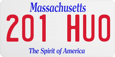 MA license plate 201HU0