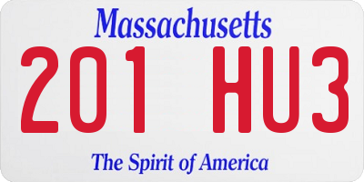 MA license plate 201HU3