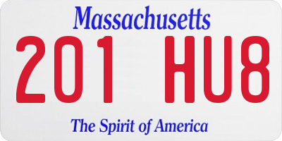 MA license plate 201HU8