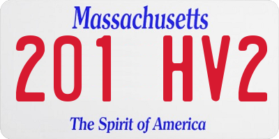 MA license plate 201HV2