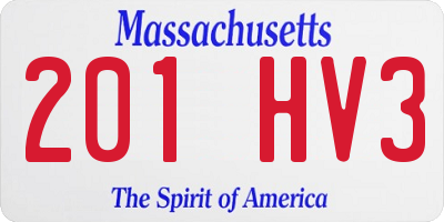 MA license plate 201HV3