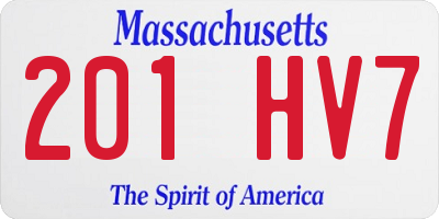 MA license plate 201HV7