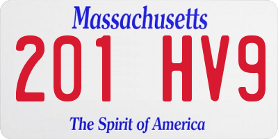 MA license plate 201HV9