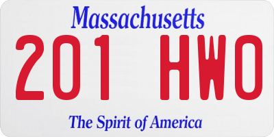 MA license plate 201HW0