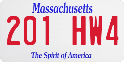 MA license plate 201HW4