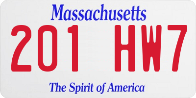 MA license plate 201HW7