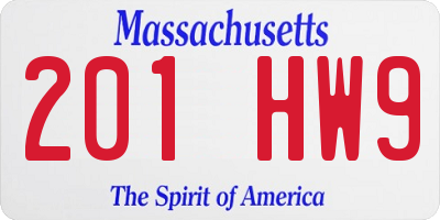 MA license plate 201HW9