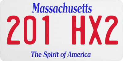 MA license plate 201HX2