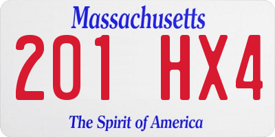 MA license plate 201HX4