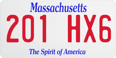 MA license plate 201HX6