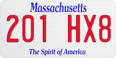 MA license plate 201HX8