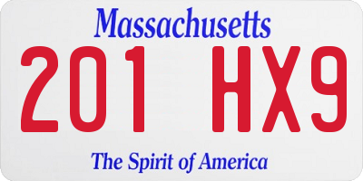 MA license plate 201HX9