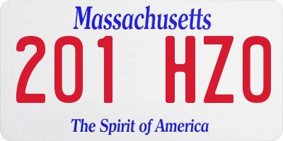 MA license plate 201HZ0