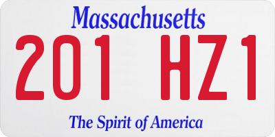 MA license plate 201HZ1