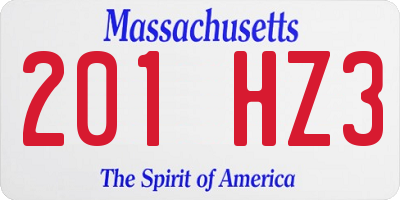 MA license plate 201HZ3