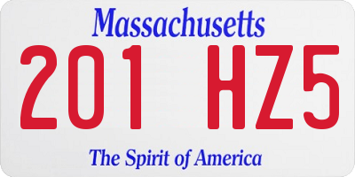 MA license plate 201HZ5