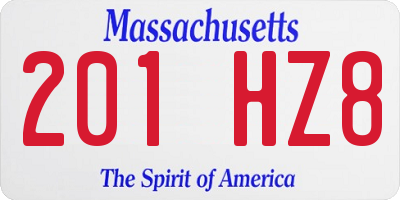MA license plate 201HZ8