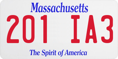 MA license plate 201IA3