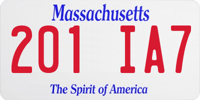 MA license plate 201IA7