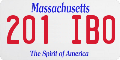 MA license plate 201IB0