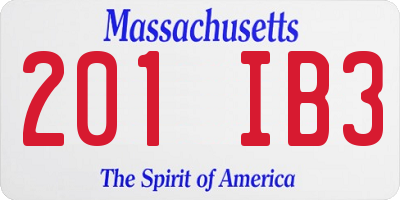 MA license plate 201IB3