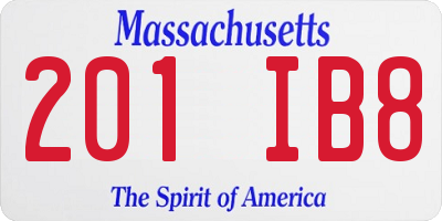 MA license plate 201IB8