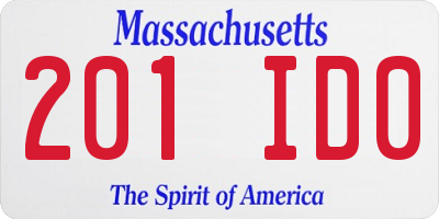MA license plate 201ID0