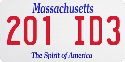 MA license plate 201ID3