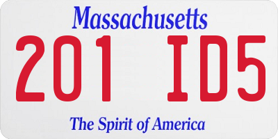 MA license plate 201ID5