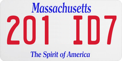MA license plate 201ID7