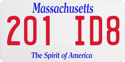 MA license plate 201ID8